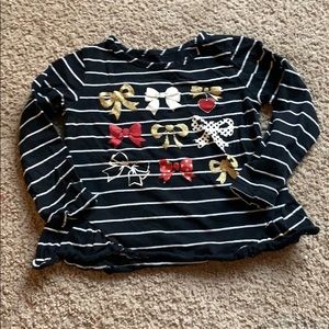 4T Long Sleeve Stripe Bow Shirt